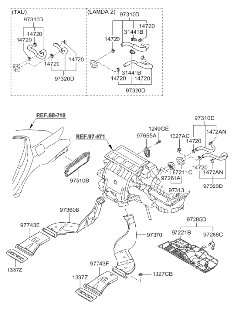 2012 Hyundai Genesis Water Outlet Hose Assembly Diagram for 97312-3M600