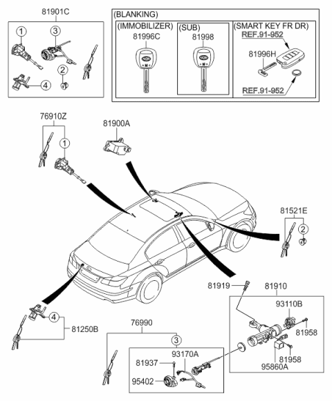 2010 Hyundai Genesis Blanking Pic Key Diagram for 81999-3M020