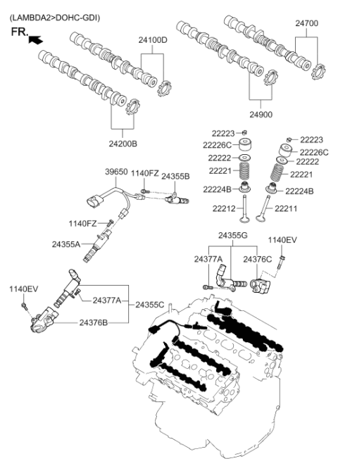 2010 Hyundai Genesis Camshaft & Valve Diagram 16