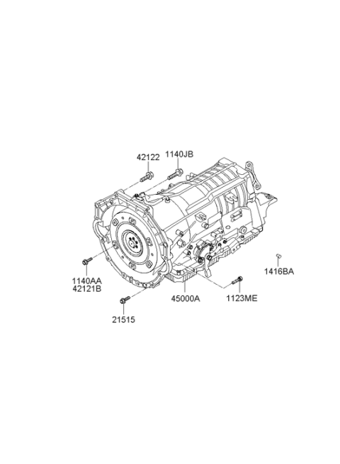 2013 Hyundai Genesis Remanufactured Automatic Transmission Assembly Diagram for 00268-4E050