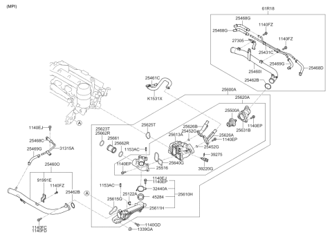 2008 Hyundai Genesis Sensor & G/UNIT-Water TEMPERTURE Diagram for 39220-3C010