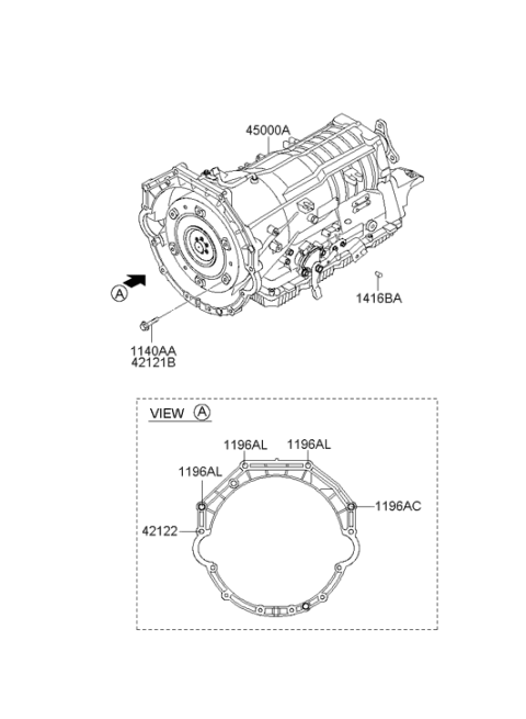2010 Hyundai Genesis Transaxle Assy-Auto Diagram 7