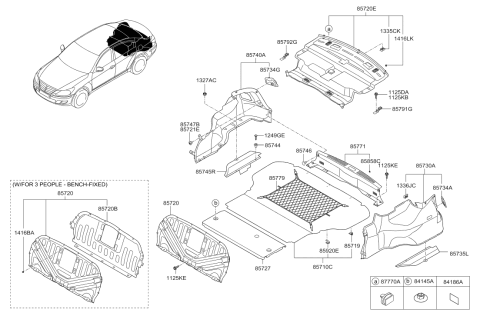 2009 Hyundai Genesis Clip-Side Garnish Mounting Diagram for 87702-H1000
