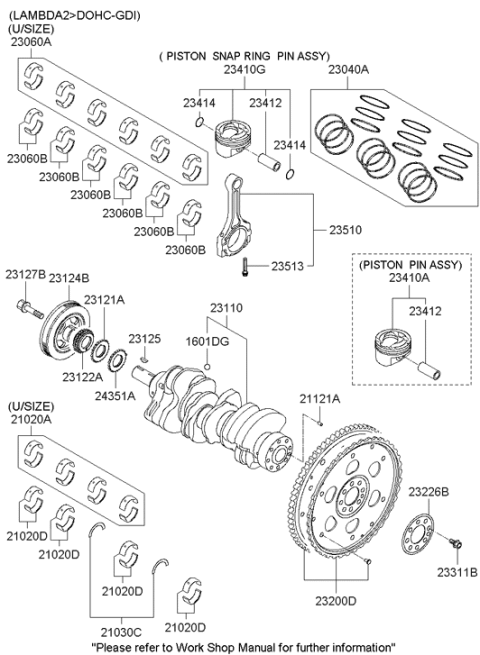 2014 Hyundai Genesis Crankshaft Assembly Diagram for 622R6-3CA00