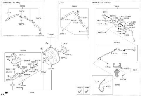 2009 Hyundai Genesis Pin Assembly Diagram for 58580-1D000