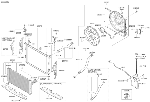 2014 Hyundai Genesis Radiator Assembly Diagram for 25310-3M140