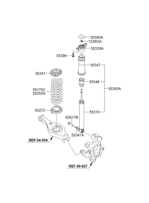 2009 Hyundai Genesis Rear Shock Absorber Dust Cover Diagram for 55316-3M000