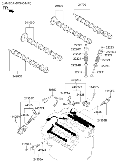 2011 Hyundai Genesis Camshaft Assembly-Exhaust,RH Diagram for 24700-3CAC0