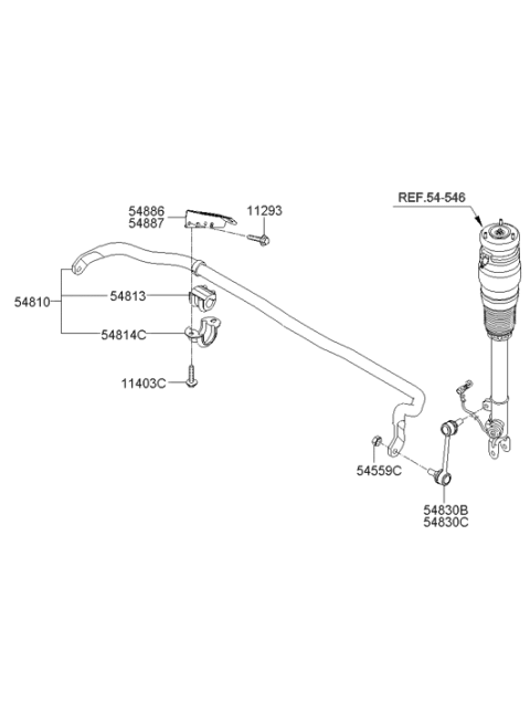 2012 Hyundai Genesis Stabilizer Bar Bush Diagram for 54813-3K000