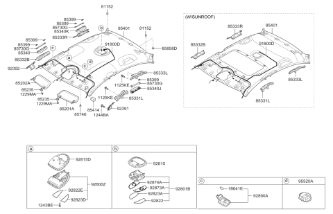 2011 Hyundai Genesis Roof Wiring Harness Diagram for 91807-3M090