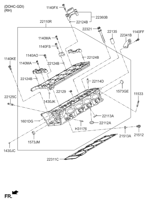 2009 Hyundai Genesis Hanger-Engine,RH Diagram for 22341-3F351