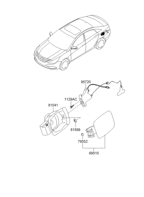 2014 Hyundai Sonata Opener Assembly-Fuel Filler Door Diagram for 81590-3S000