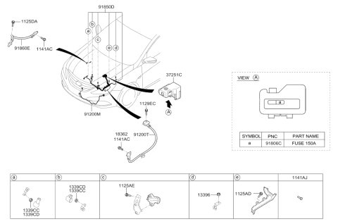 2014 Hyundai Sonata Battery Wiring Assembly Diagram for 91850-3S310