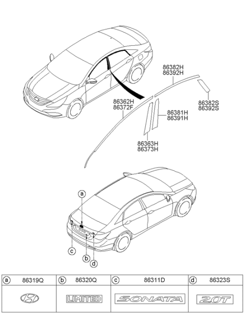2011 Hyundai Sonata Sonata Emblem Diagram for 86310-3S000