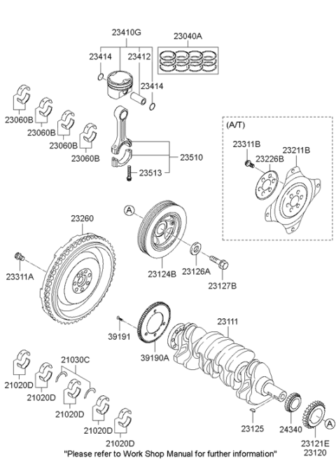 2009 Hyundai Sonata Piston Ring Set Diagram for 23040-2G401