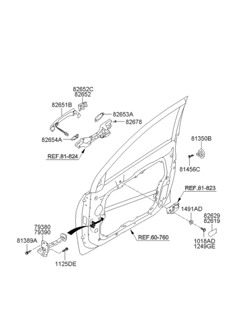 2013 Hyundai Sonata Exterior Door Handle Assembly Diagram for 82651-3S210