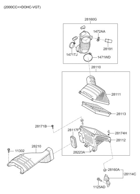 2009 Hyundai Sonata New Body Style Air Cleaner Diagram 3
