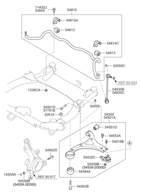 2010 Hyundai Sonata Bracket-Stabilizer Diagram for 54814-3R000
