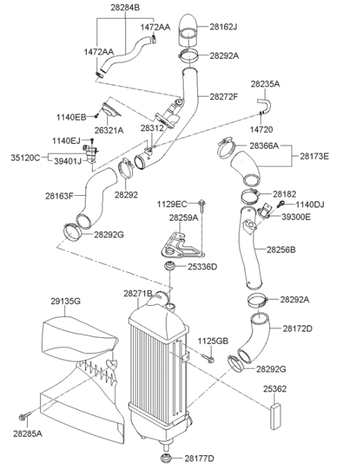 2013 Hyundai Sonata Hose Clip Diagram for 28292-27050