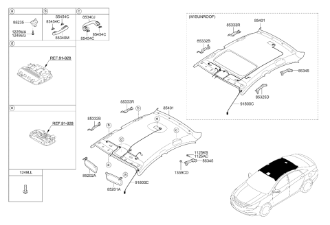 2012 Hyundai Sonata Sun Visor Assembly Left Diagram for 85201-3Q020-TX