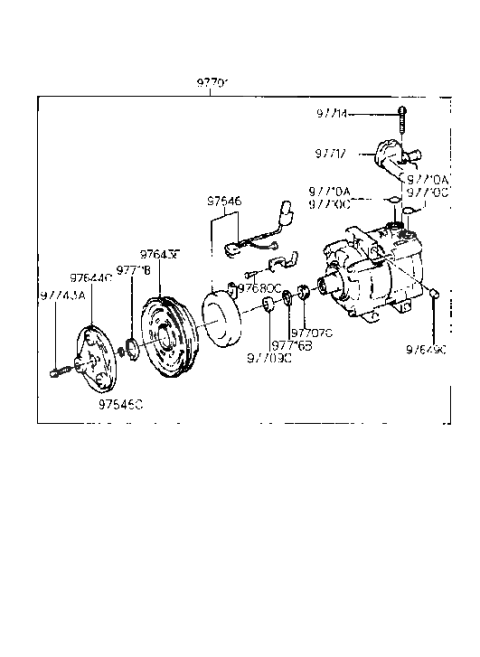 1999 Hyundai Accent Compressor Assembly Diagram for 97701-22000