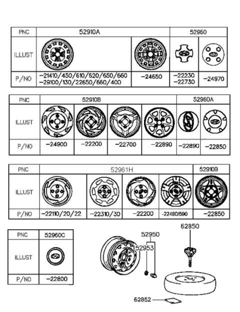 1994 Hyundai Accent Nut-Hub Diagram for 52950-24100