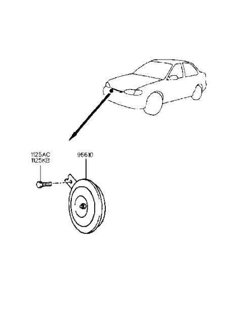 1999 Hyundai Accent Low Pitch Horn Assembly Diagram for 96610-29100