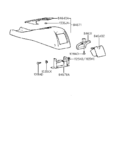 1996 Hyundai Accent Rear Console Diagram for 84620-22100-FK