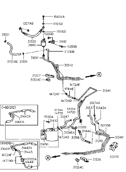 1998 Hyundai Accent Canister Assembly Diagram for 31420-22000