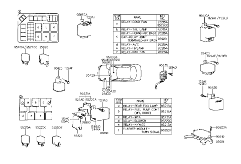 1996 Hyundai Accent Air Bag Control Module Assembly Diagram for 95910-22303
