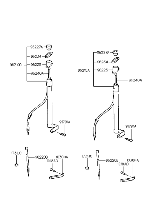 1997 Hyundai Accent Antenna Body Assembly Diagram for 96230-22401