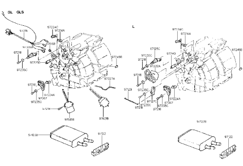 1997 Hyundai Accent Heater Core & Seal Assembly Diagram for 97221-22000