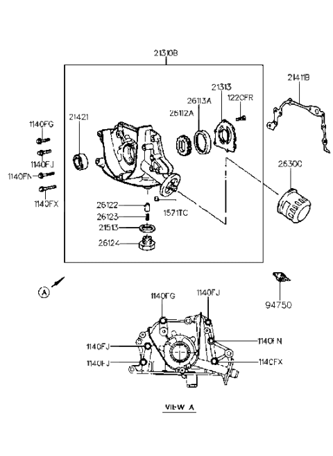 1999 Hyundai Accent Old Body Style Case-Front Diagram 2