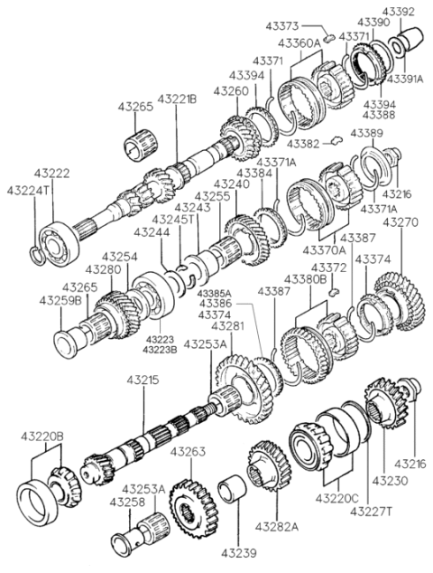 1996 Hyundai Accent Spring-Synchronizer Diagram for 43387-28010