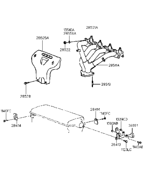 1999 Hyundai Accent Old Body Style Exhaust Manifold Diagram 2