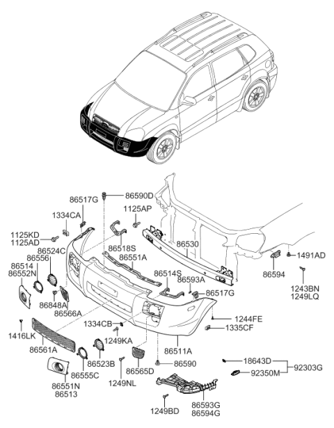 2006 Hyundai Tucson Screw-Tapping Diagram for 12493-03123