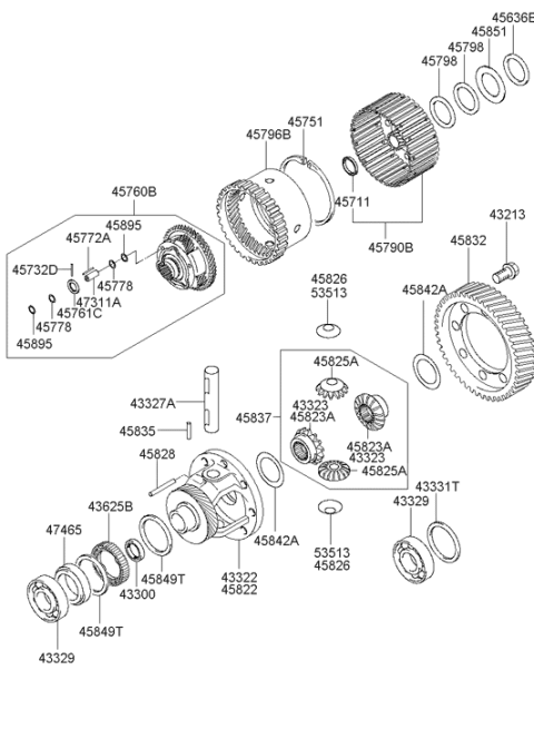 2006 Hyundai Tucson Spacer Set-Differential Gear Diagram for 45834-39510