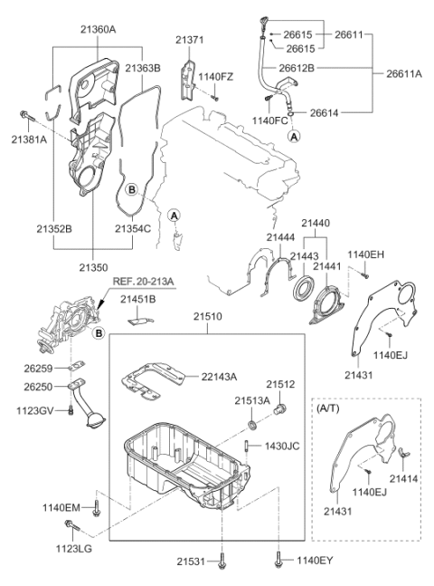 2006 Hyundai Tucson Produced After OCT.31.2006 Belt Cover & Oil Pan Diagram 3