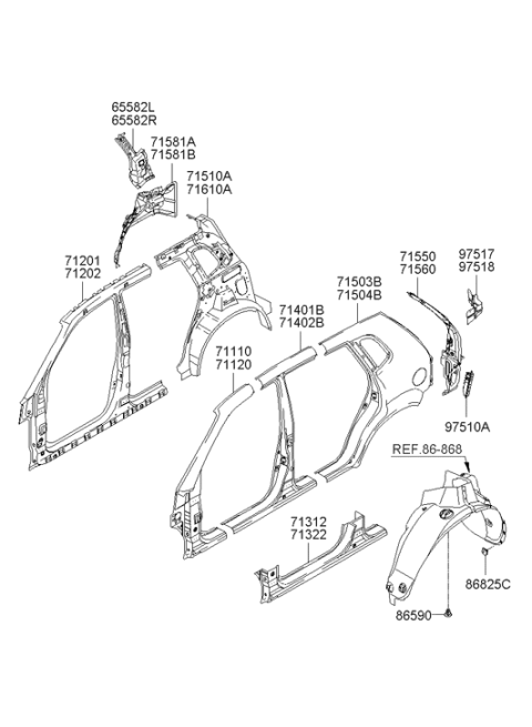 2007 Hyundai Tucson Grille Assembly-Air Extractor,LH Diagram for 97510-17000