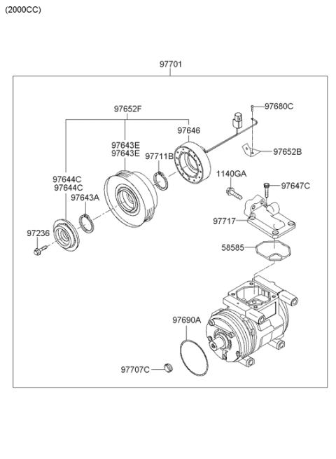 2007 Hyundai Tucson Air conditioning System-Cooler Line Diagram 3