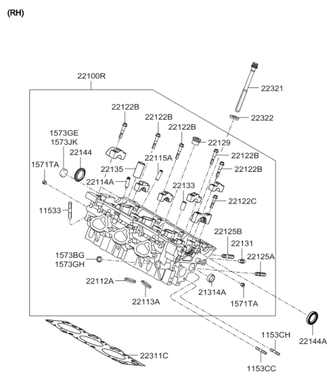 2006 Hyundai Tucson Produced After OCT.31.2006 Cylinder Head Diagram 2