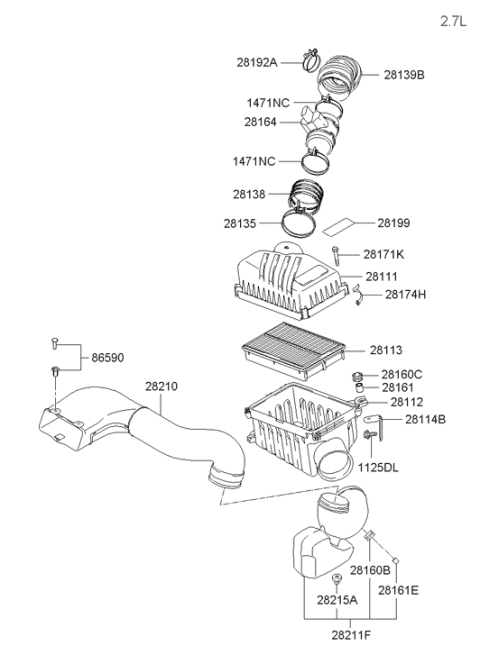 2006 Hyundai Tucson Hose Clamp Diagram for 14711-86006-B