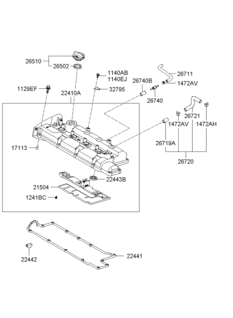 2009 Hyundai Tucson Cap-Oil Filler Diagram for 26510-26611