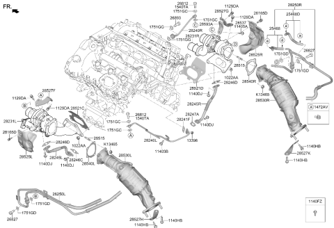2022 Hyundai Genesis G90 PIPE & HOSE ASSY-T/C OIL FEED Diagram for 28240-3L120