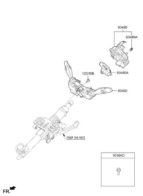 2021 Hyundai Genesis G90 Switch Assembly Multifunction Diagram for 93400-D2025