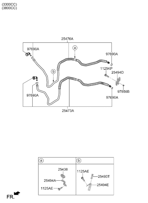 2020 Hyundai Genesis G90 Bracket-Oil Cooler Tube Diagram for 25496-J6000