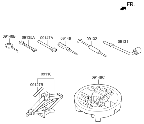 2021 Hyundai Genesis G90 Jack Assembly Diagram for 09110-B1100