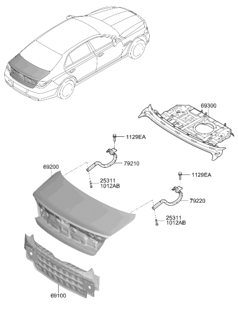 2021 Hyundai Genesis G90 Bolt Assembly Diagram for 69986-T1506
