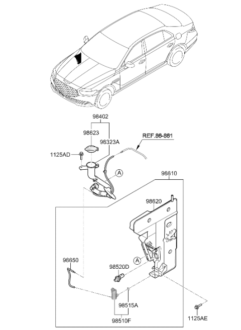 2022 Hyundai Genesis G90 Reservoir Assembly-W/SHLD Washer Diagram for 98620-D2600