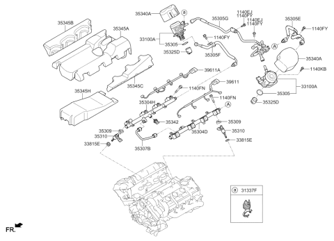 2020 Hyundai Genesis G90 Throttle Body & Injector Diagram 2